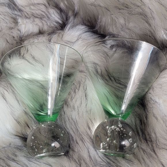 Vintage 2 Ball Stem Martini Glasses - Picture 3 of 6